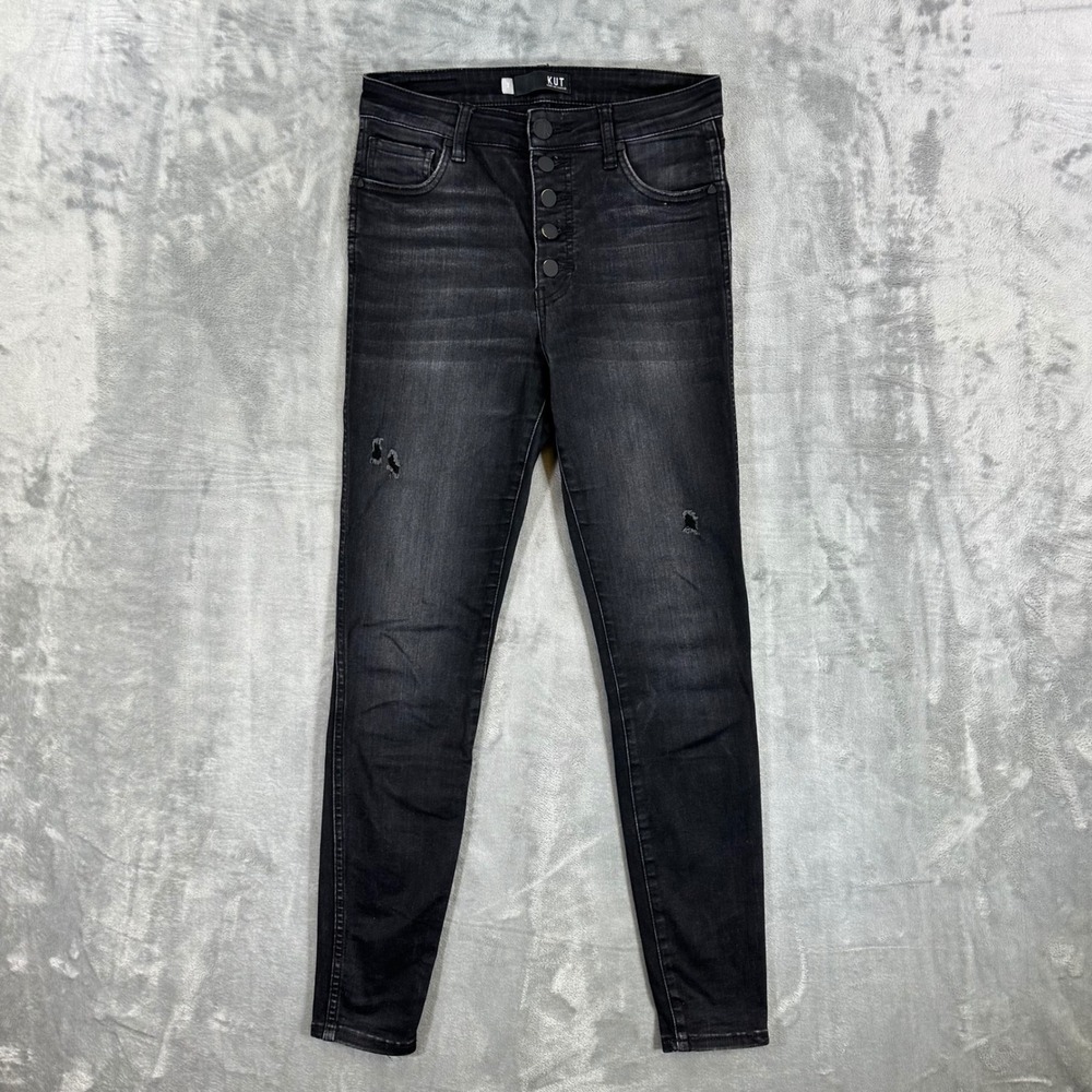 Kut from the Kloth Skinny Jeans Women's Size 2 Black Button Fly Denim Pants